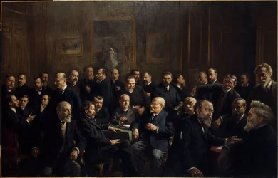 Retrato coletivo dos membros da Associação dos Jornalistas Republicanos Franceses