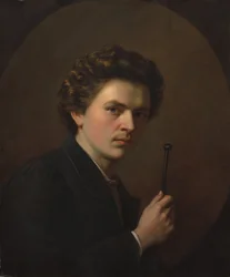 Autorretrato com um bastão, c.1863 (óleo sobre tecido)