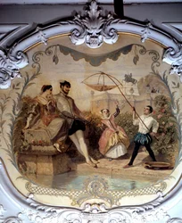 Cena de Pesca no Castelo de Chantilly Pintura de Henri Baron (1816-1885) 1846 Sol. 0,97x1,14 m Chantilly, Musee Conde