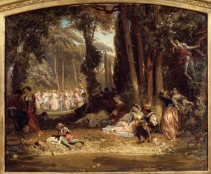 Festa da Primavera na Toscana. Pintura de Henri Baron (1816-1885)