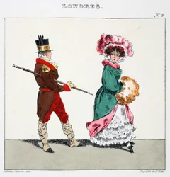 Ilustração de &39;Londres&39; por Henri Monnier, pub. Paris, c.1828 (litho colorido à mão)