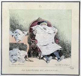 Leitura do jornal - in "Esquisses parisiennes" de Henri Monnier, ed. Delpech, Paris