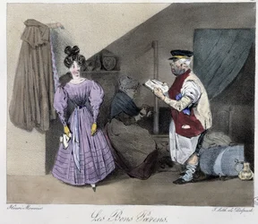 Os bons pais - em "Esquisses parisiennes" de Henri Monnier, ed. Delpech, Paris