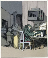 Funcionário de escritório - em "Administrative mores" por Henri Monnier