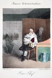 Sous-chef, ilustração de "Meurs Administratives, Drawn From Nature", de Henri Monnier, litografada por Delpech, pub. Paris, c.1828 (litho colorido à mão)