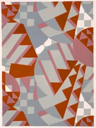 Composição por Stephany, um desenho de papel de parede de, "Decoração moderna em enforcamentos e tecidos", pub. 1930 (impressão a estêncil)