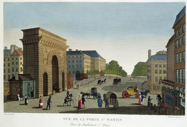 Vista da Porte St Martin - em "Vues de Paris" de Courvoisier