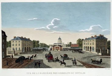 A barreira dos Gobelins ou da Itália, cerca de 1820 - em "Vues de Paris" de Courvoisier