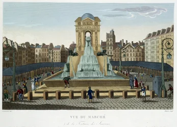 A Fonte dos Inocentes, cerca de 1820 - em "Vues de Paris" de Courvoisier 1827