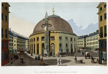 O exterior do Halle au blé - em "Vues de Paris" de Courvoisier