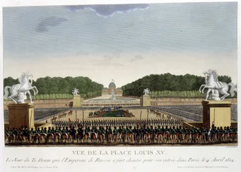 Lugar Luís XV (do Concorde), por volta de 1820 em "Vues de Paris" de Courvoisier 1827