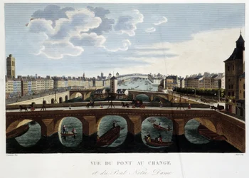 Vista da Pont au Change - em "Vues de Paris" por Courvoisier