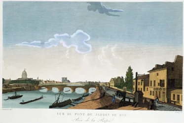Vista da Ponte do Jardim do Rei (Rapée) - em "Vues de Paris" de Courvoisier