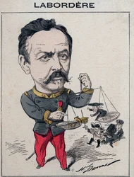 Jean Marie Arthur Labordere, militar francês, político, senador do Sena - Cartoon de Henri Demare em "Les Hommes d
