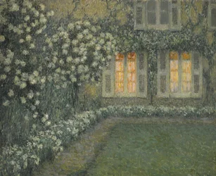 Postimpressionismo: O jardim branco ao anoitecer por Le Sidaner, Henri (1862-1939)
