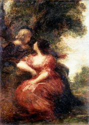 Trovador e sua dama. Pintura de Henri Fantin-Latour (Henri Fantin Latour