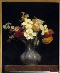 Pintura Narciso e Tulipas de Henri Fantin Latour (Fantin-Latour
