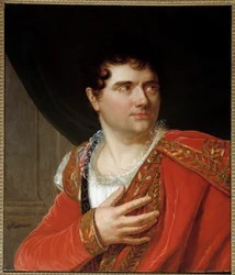 Retrato de Jean Baptiste Sauveur Gavaudan (1772 - 1840) cantor no papel de montano de berton. Pintura de Henri Francois Riesener (1767-1828). Óleo sobre tela. Dim: 0,68 x 0,55m. Paris, Musee Carnavalet
