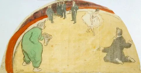Espectáculo de circo com dançarinos, palhaços. Desenho em pastel de Henri Gabriel Ibels (1867-1936) Século XX Coleção particular