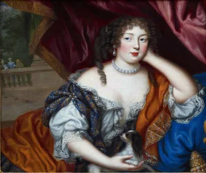 Barroco : Retrato de Louise Renee de Penancoet de Kerouaille, Duquesa de Portsmouth (1649-1734) par Henri Gascar (Gascard, Gascars)(1635-1701). Óleo sobre tela, 70x83. Coleção Particular