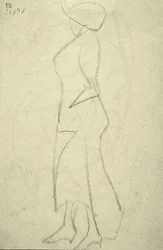 Promenader de lado (giz preto sobre papel)