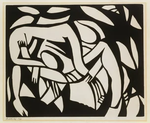 Lutadores, c.1914 (linogravura)