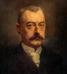 Detalhe do "Retrato de Pierre Waldeck Rousseau (Waldeck-Rousseau) (1846-1904) político" Pintura de Henri Gervex (1852-1929) Sol do século XIX. 1x0,72 m Paris, Musee Carnavalet