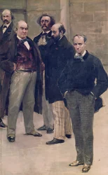 Fragmento do panorama de &39;A História do Século&39;, com retratos de figuras literárias, 1889