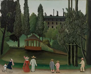 Vista do Parque Montsouris, o quiosque, provavelmente 1908-1910
