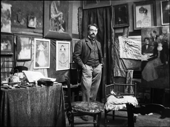 Henri Matisse na oficina de Henri Evenepoel, 1897.