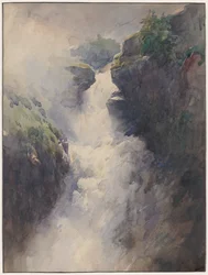 Uma cascata nas montanhas