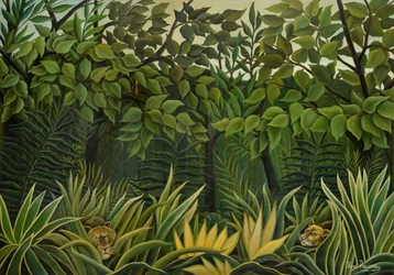 Dois leões à espreita na selva, 1909-1910.