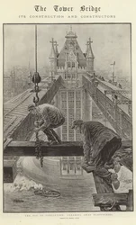 A Tower Bridge, a sua construção e os seus construtores (litografia)