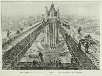 A conclusão da Tower Bridge: dando os retoques finais, de The Graphic, 23 de junho de 1894 (gravura)