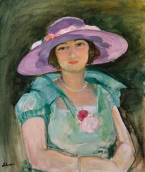 Retrato de Marthe Lebasque em um chapéu roxo, 1925-26