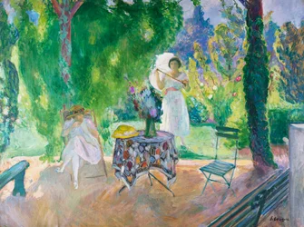 Duas mulheres em um jardim no verão, c.1923