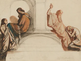 Estudo para um fresco representando os sacramentos da Confissão e da Absolvição, Capela do Espírito Santo, igreja de Saint-Merri, Paris
