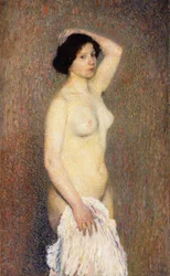 Mulher nua de pé