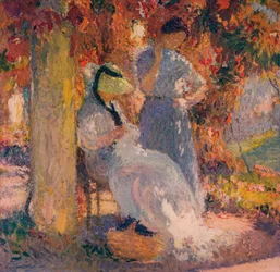Cena de costura sob o pergola em Marquayrol, 1902, c1932