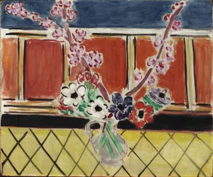 Anémonas e flores de pessegueiro