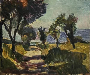 Paisagem da Córsega com oliveiras