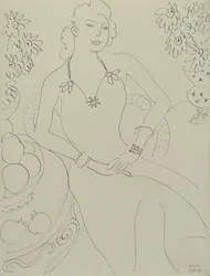 Desenho de uma mulher sentada