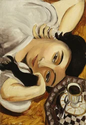 Lorette com uma chávena de café