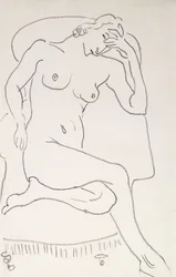 Mulher nua numa poltrona, c.1922-24 (lápis sobre papel)