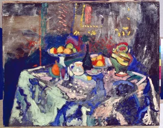 Jarra, garrafa e fruta, c.1906 (óleo sobre tela)