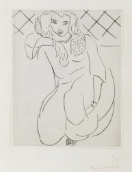 Mulher oriental de véu ajoelhada