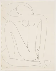 Mulher sentada com o braço na cabeça (lápis sobre papel)