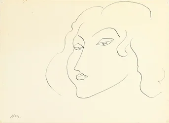 Cabeça de mulher (caneta e tinta sobre papel)
