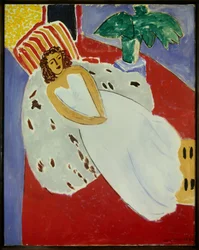 jeune fille en blanc fond rouge 1946 (óleo sobre tela)