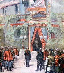 Anúncio sobre a saúde do czar Alexandre da Rússia, Palácio Livadia, São Petersburgo, Rússia, 1894